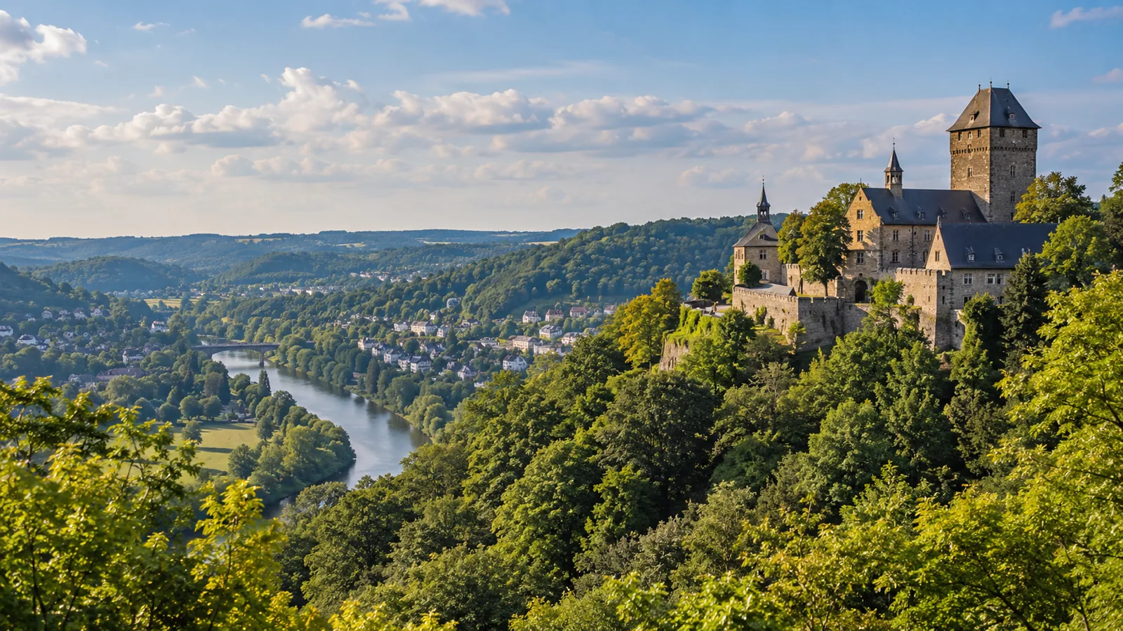 Schloss Burg und Wupperlandschaft bei Solingen